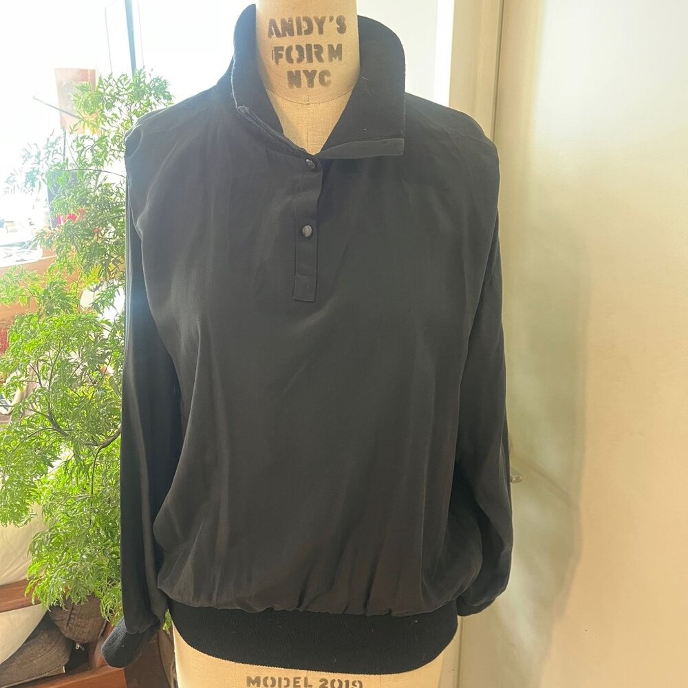Vintage LISA & SCOTT Black Silk‎ Blouse Size Medium